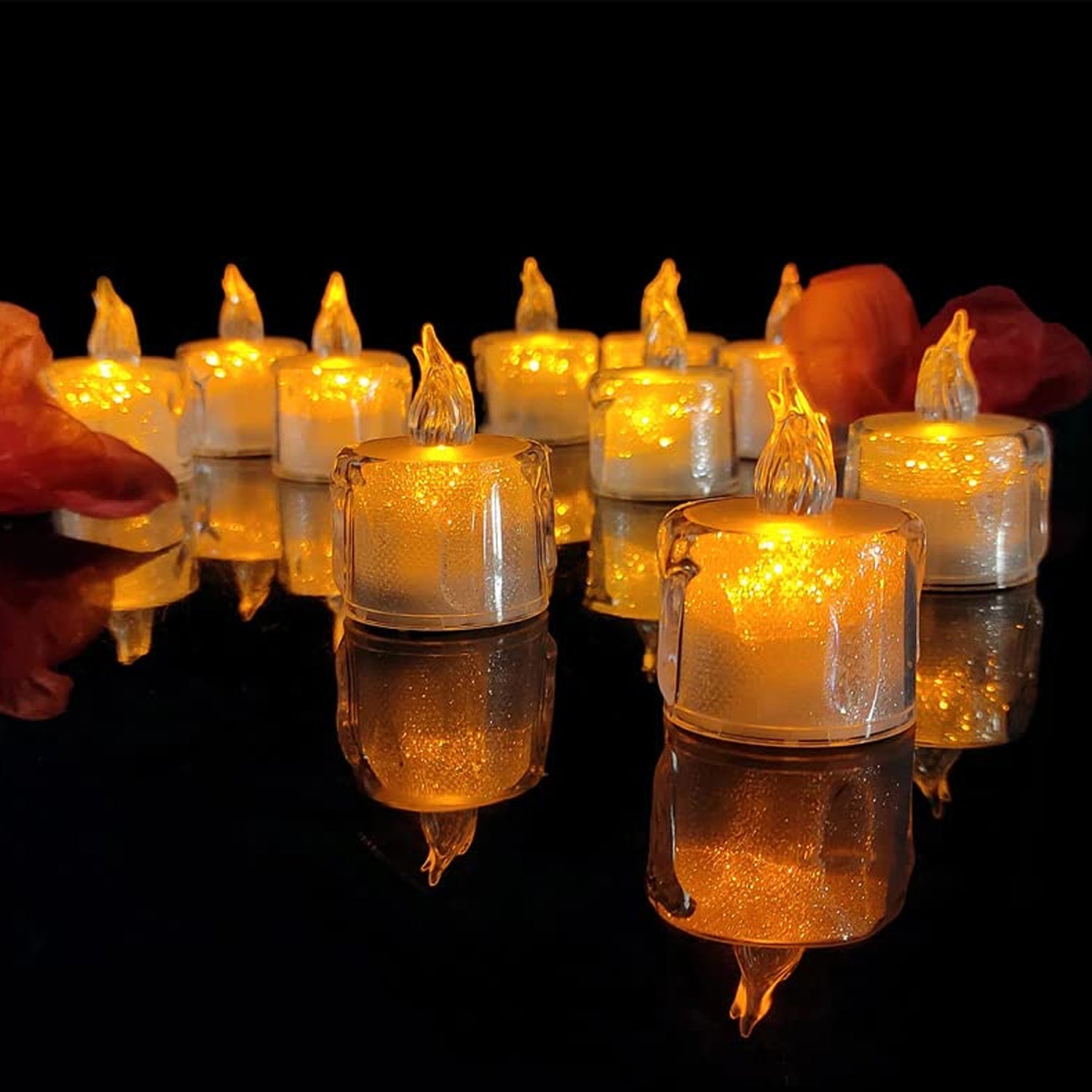 12 Pcs Flameless and Smokeless Decorative Acrylic Candles Transparent Led Tea Light Candle for Gifting, House, Diwali, Christmas, Festival, Events Decor Candles 12 Pcs Flameless and Smokeless Decorative Acrylic Candles Transparent Led Tea Light Candle for Gifting, House, Diwali, Christmas, Festival, Events Decor Candles